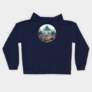 Low Poly Mushroom Forest Kids Hoodie